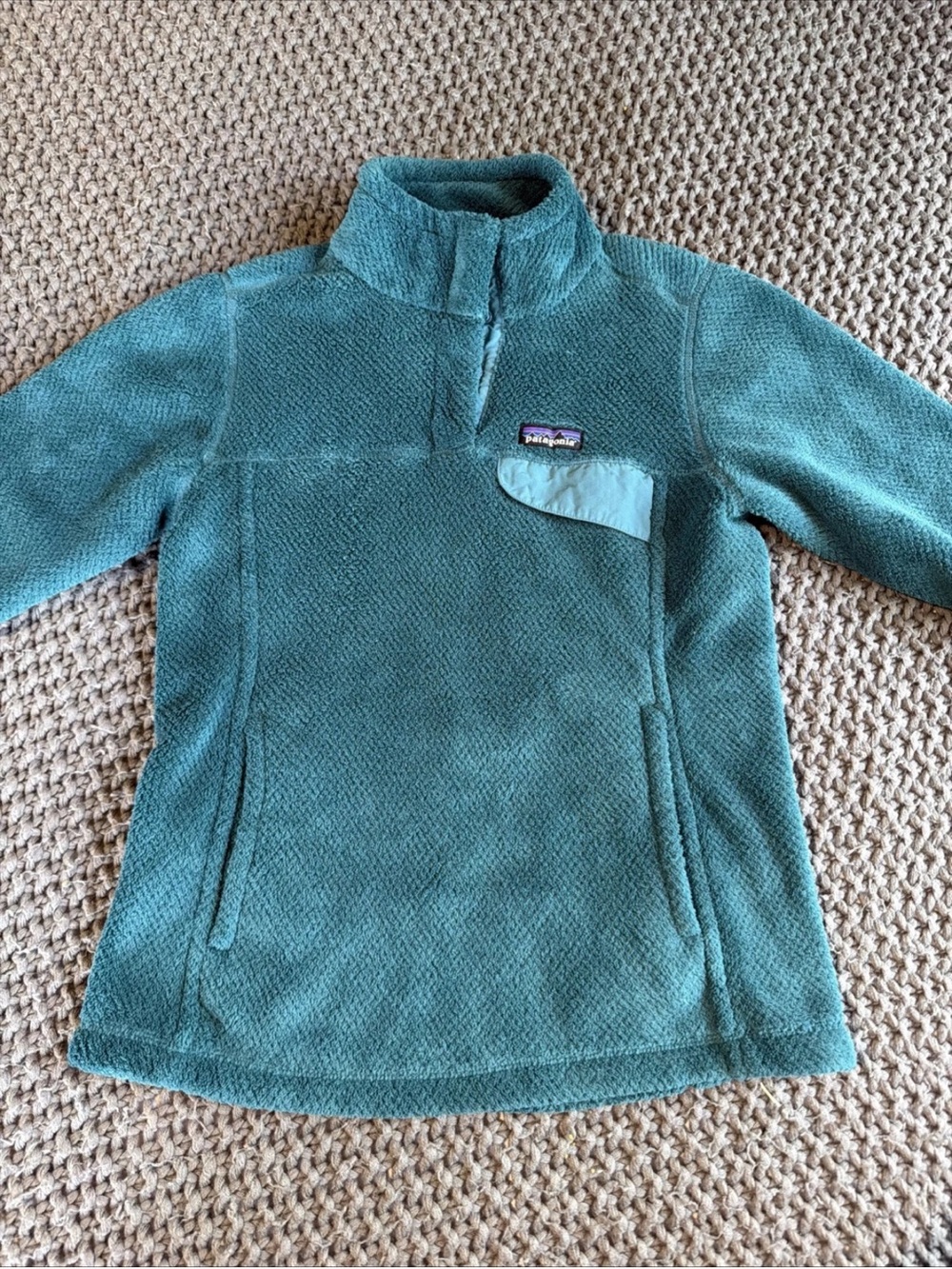 Patagonia Re-Tool Snap-T Teal Fleece Pullover Sweater Women Size S Warm Cozy - Picture 4 of 11